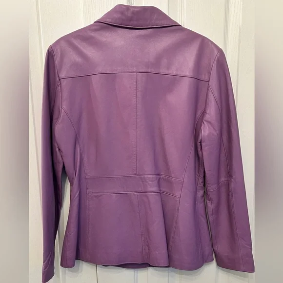 Vintage Pelle Studio Lilac Leather Blazer Womens S | Lambskin by Wilsons The Lea - Picture 2 of 9